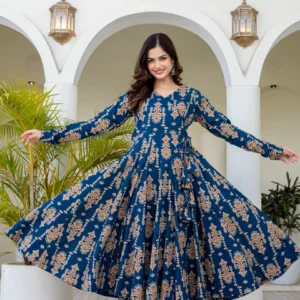 Ruhani Anarkali Suit Set with Mul Cotton Dupatta