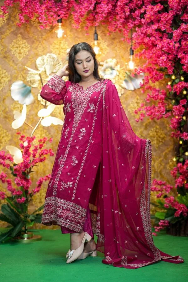 Georgette Embroidered Three Piece Set for Women | Festive Party Wear Dress - Image 4