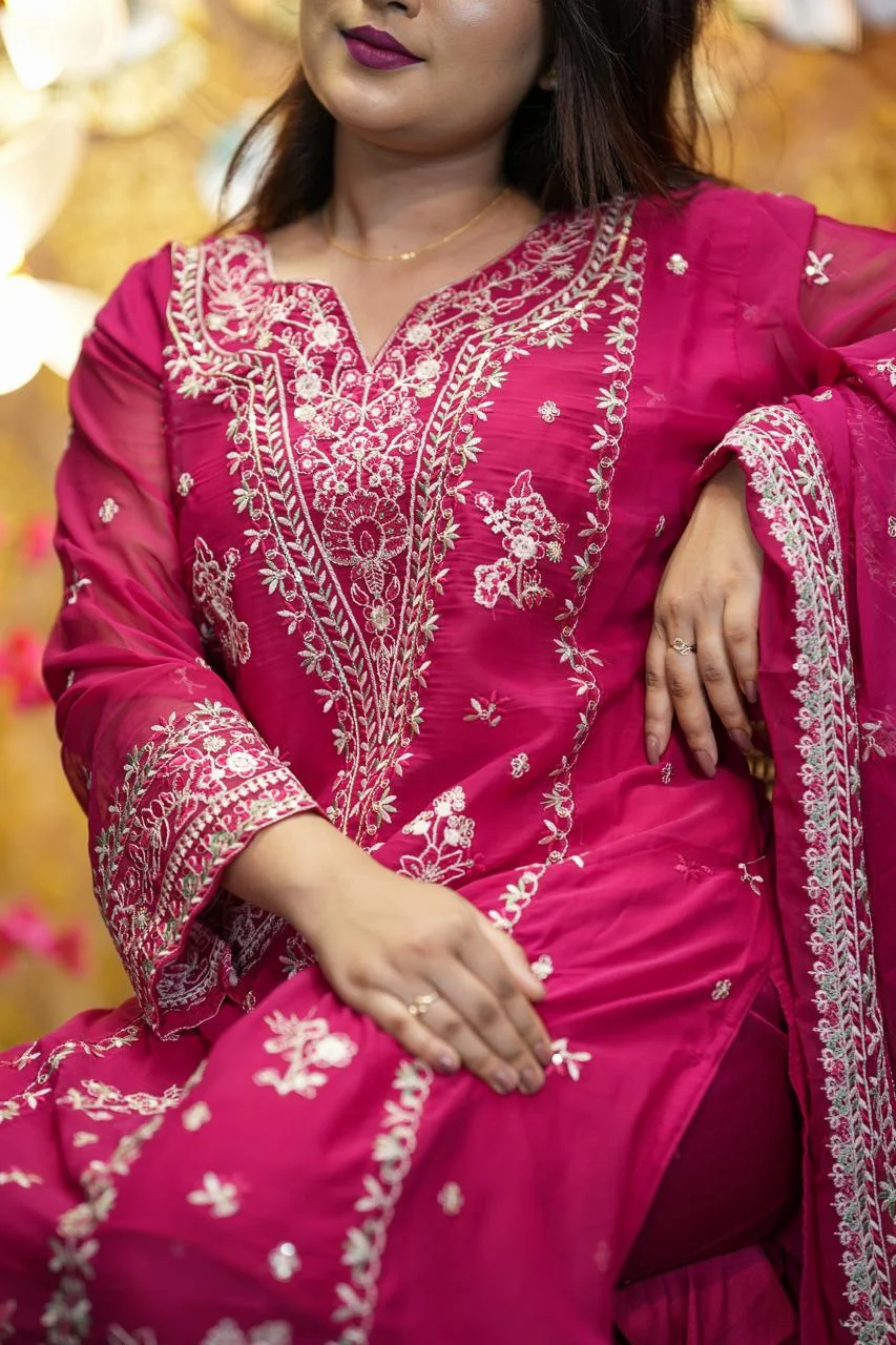 Georgette Embroidered Three Piece Set for Women | Festive Party Wear Dress - Image 2