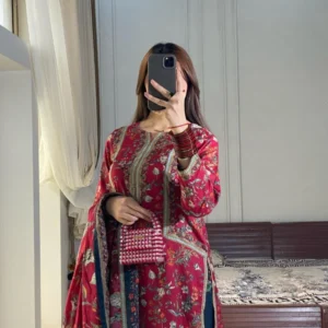 Royal Floral Three Piece Set for Women | Elegant Festive Outfit